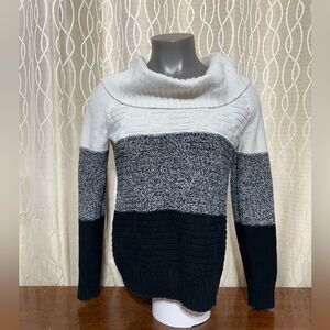 Jones New York Sport Tri Coloured Cowl Neck Long Sleeve Sweater